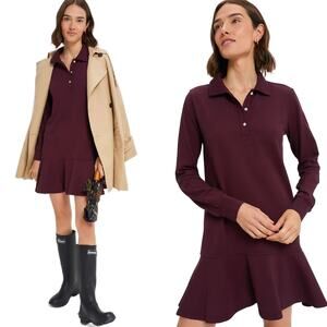 NEW TUCKERNUCK Winetasting Long Sleeve Pique May Polo Dress Medium Burgundy